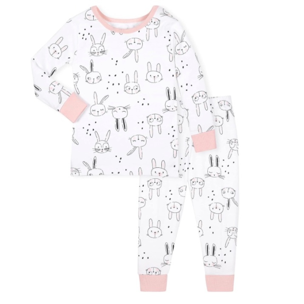 LAMAZE Baby Girls Bunny 100% Natural Cotton Long Sleeve Footless 2 Piece Set
